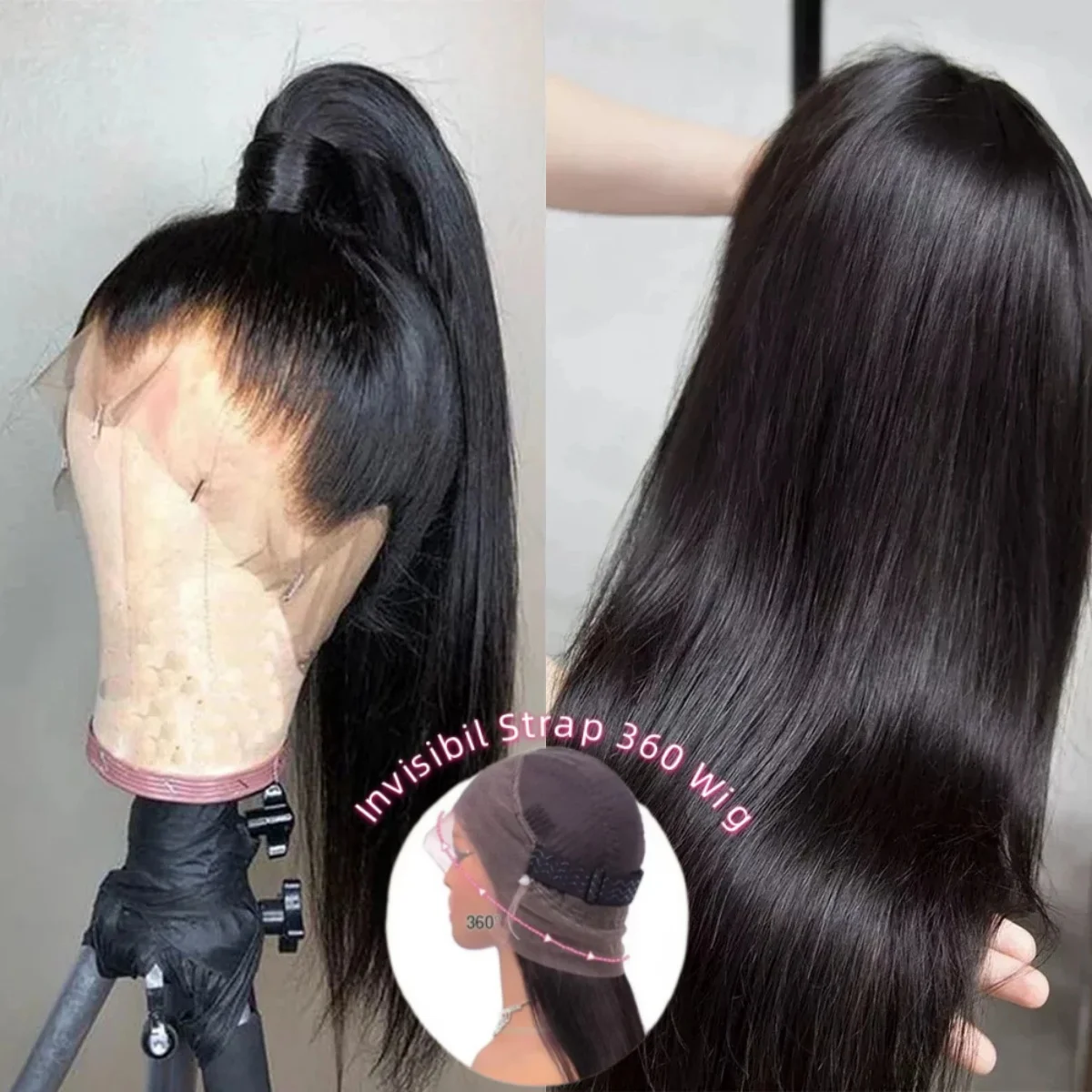 

Bone Straight 360 HD Transparent Lace Front Wigs Human Hair Human Hair Wig 200% Density Human Hair Wig With Drawstring For Women