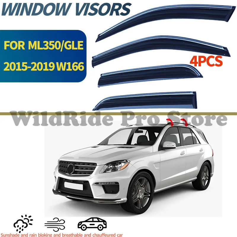 1 Set Window Rain Visor for Mercedes-Benz GLE-Class W166 2015-2019 Side Window Deflector Rain Guard 4Pcs