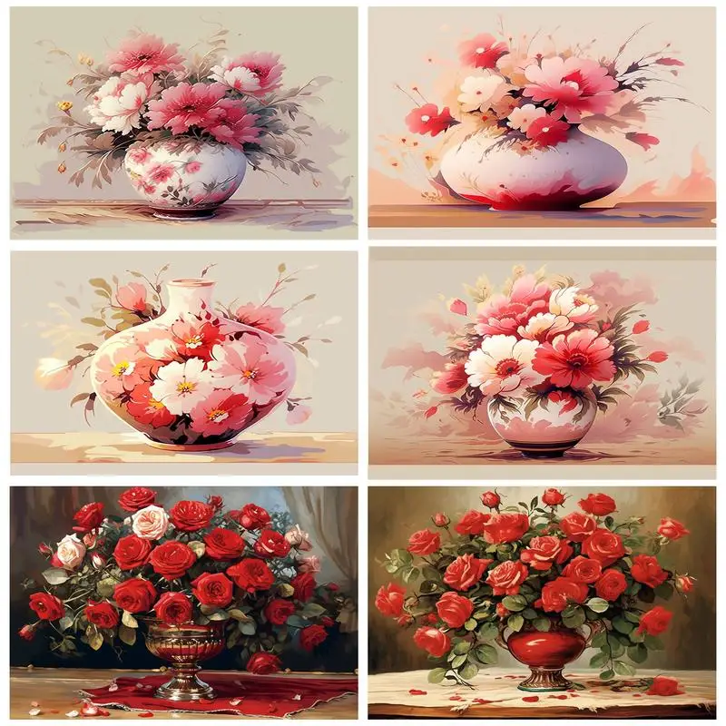 

SDOYUNO Paint By Numbers Flowers Vase Acrylic Paints Picture Wall Diy Crafts Digital Color Markers Wall Accessories Room Decor