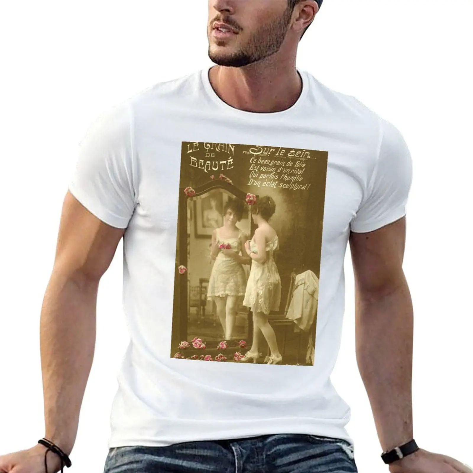 Camiseta Victorian-Vintage Risque Image para hombre, camisetas gráficas para hombre, camiseta para hombre, camiseta 100 por ciento algodón