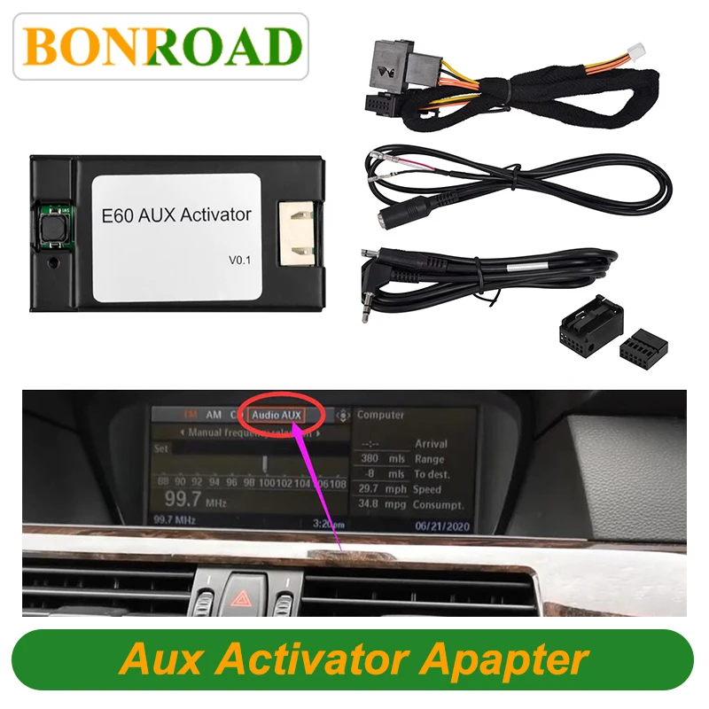 Bonroad Aux Activator Adapter AUX do radia samochodowego BMW serii 5 E60 E61 E63 E64 z systemem CCC (2003-2010) - do samochodów bez AUX