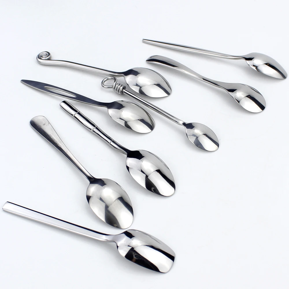 Popular Elegant Tea Spoons Dessert Spoons Stainless Steel Mirror Polish Flavour Spoon Stirring Scoops Handy Utensils Silverware