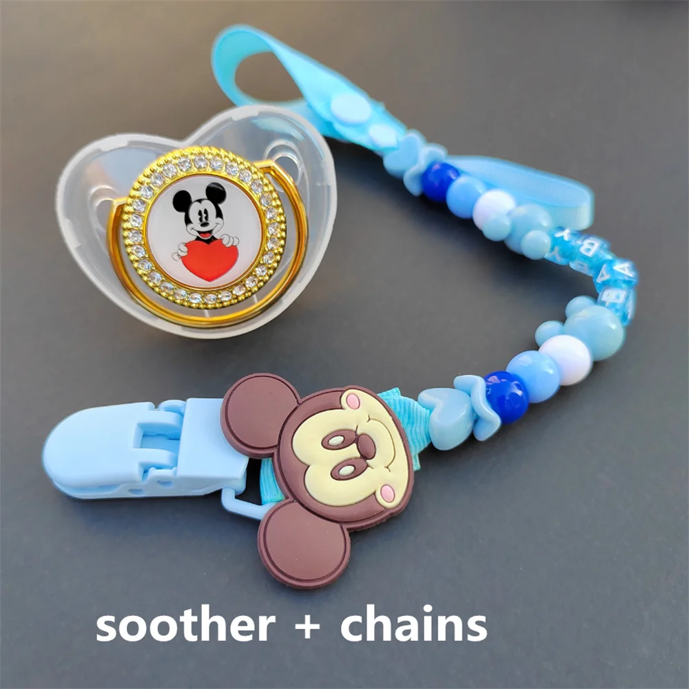 Disney Baby Pacifier Holder Lid Deluxe Newborn BPA Free Silicone Pacifier Holder Teeth Baby Shower Gift chupeta bebe luxo 0-24M