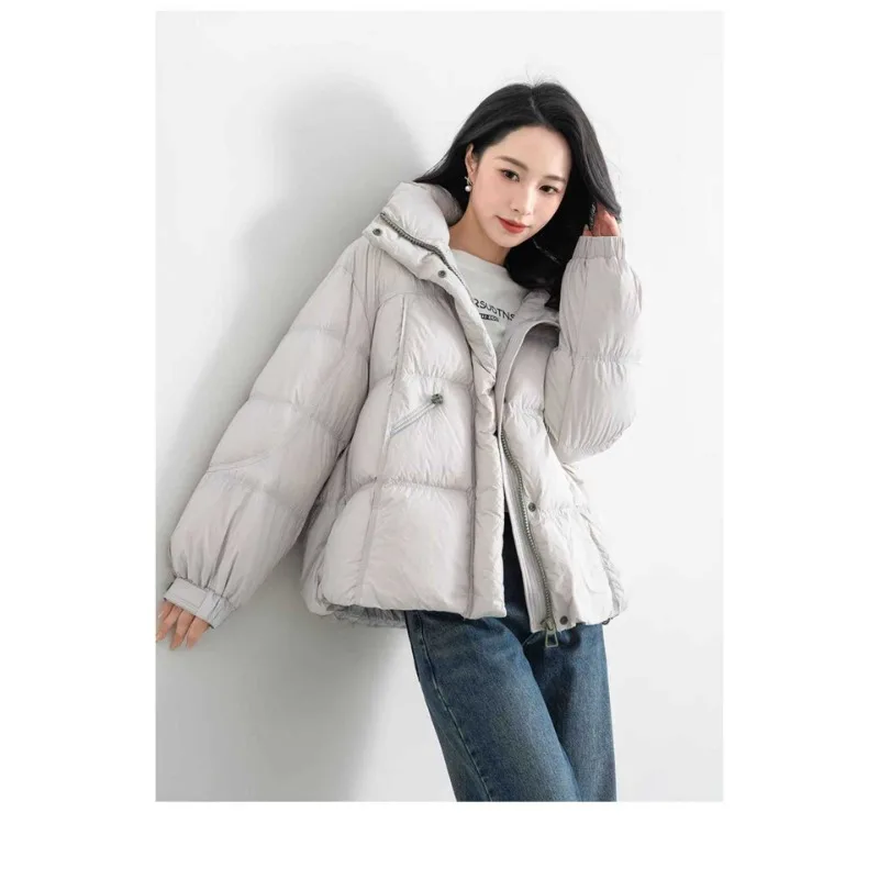 Women Winter New Loose Oceans Color Crash Trend Sweet Zipper Casual Collar Fashion Commuter Warm Cotton Clothes Loose Korean