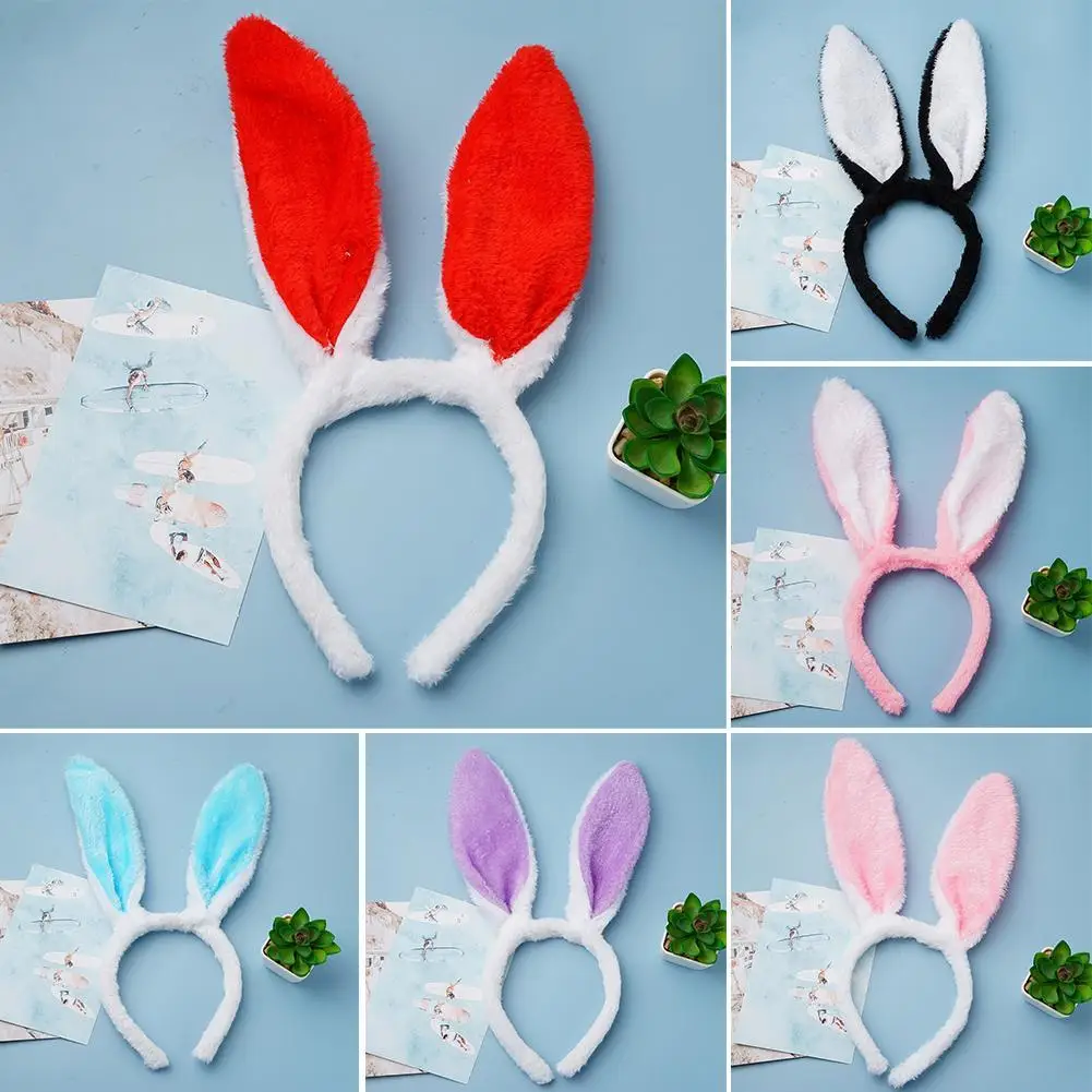 Cute Easter Plush Bunny Ears Headband Soft Rabbit Ears Hair Band For Women Girls Anime Cosplay Decorations Party Favors Dress Up