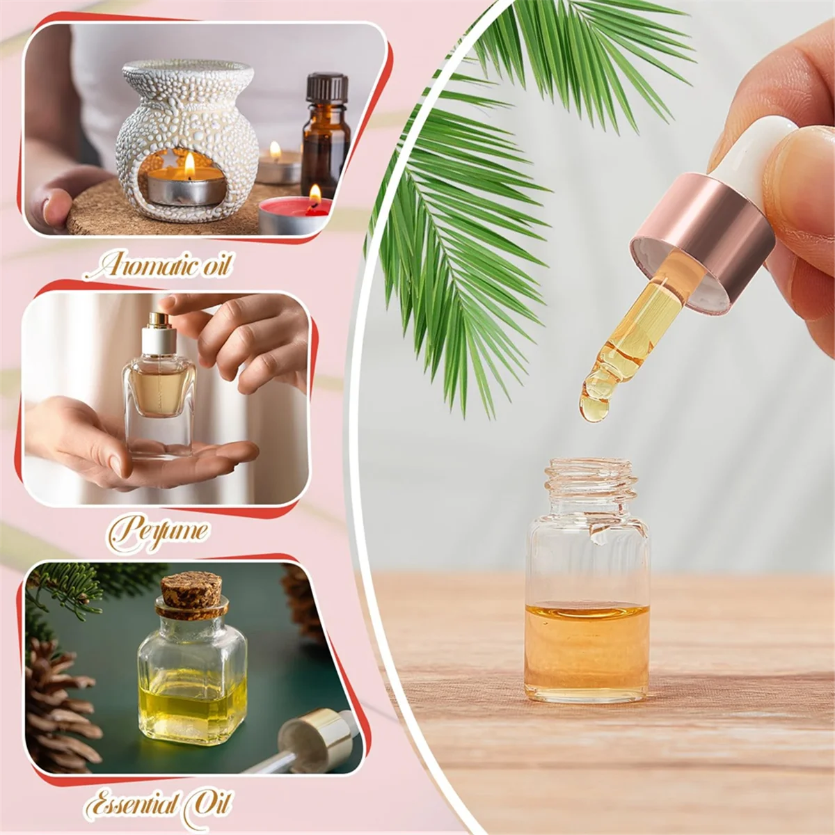 زجاجة قطارة زجاجية صغيرة ، زجاجات قطارة زيت أساسي شفافة ، حاويات إسقاط عينات للسفر ، 3 * * * * *