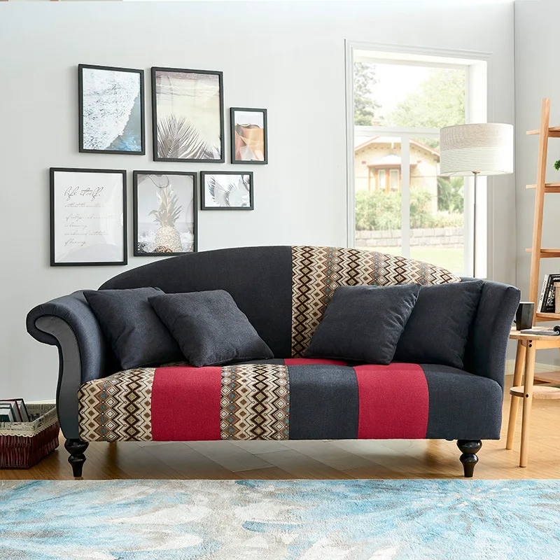X-S pastoral fabric small apartment  small  fashion living room bedroom simple double triple corner sofa sectional sofa HG