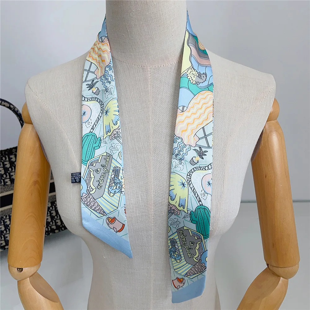 5 * 90cm Neues Französisches Mode-Accessoire: Twill-Seiden-Dekorationsband für Damen, Seidenschal, Kleiner Schal im Großhandel