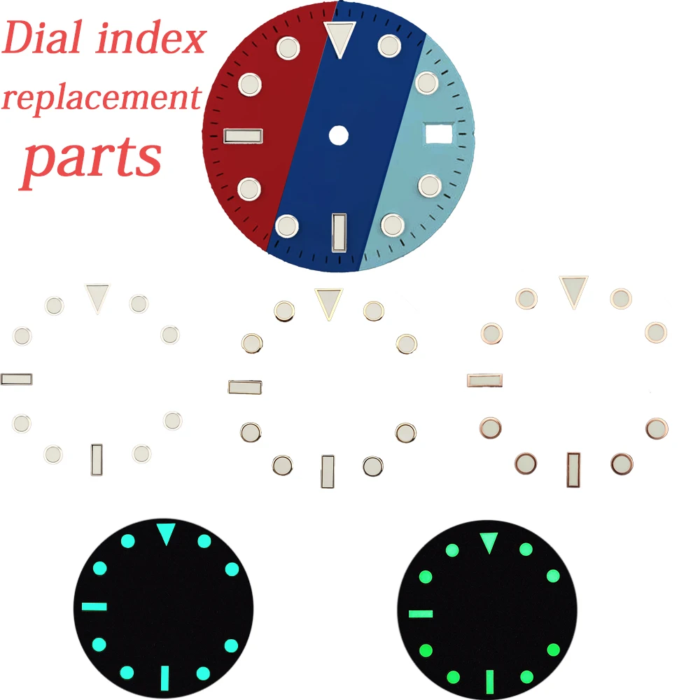 NH35 Watch Accessories Fit for NH35 Dials 28.5mm Dial Index Watch Repair Tool Replacement Parts Blue Green Light Index NH35 Dial
