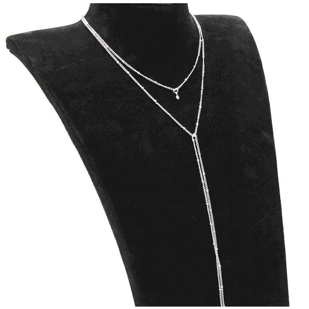 جديد بسيط الذهب والفضة اللون سلسلة المختنق قلادة طويلة الخرز شرابة القلائد للنساء طوق هدايا مجوهرات الأزياء