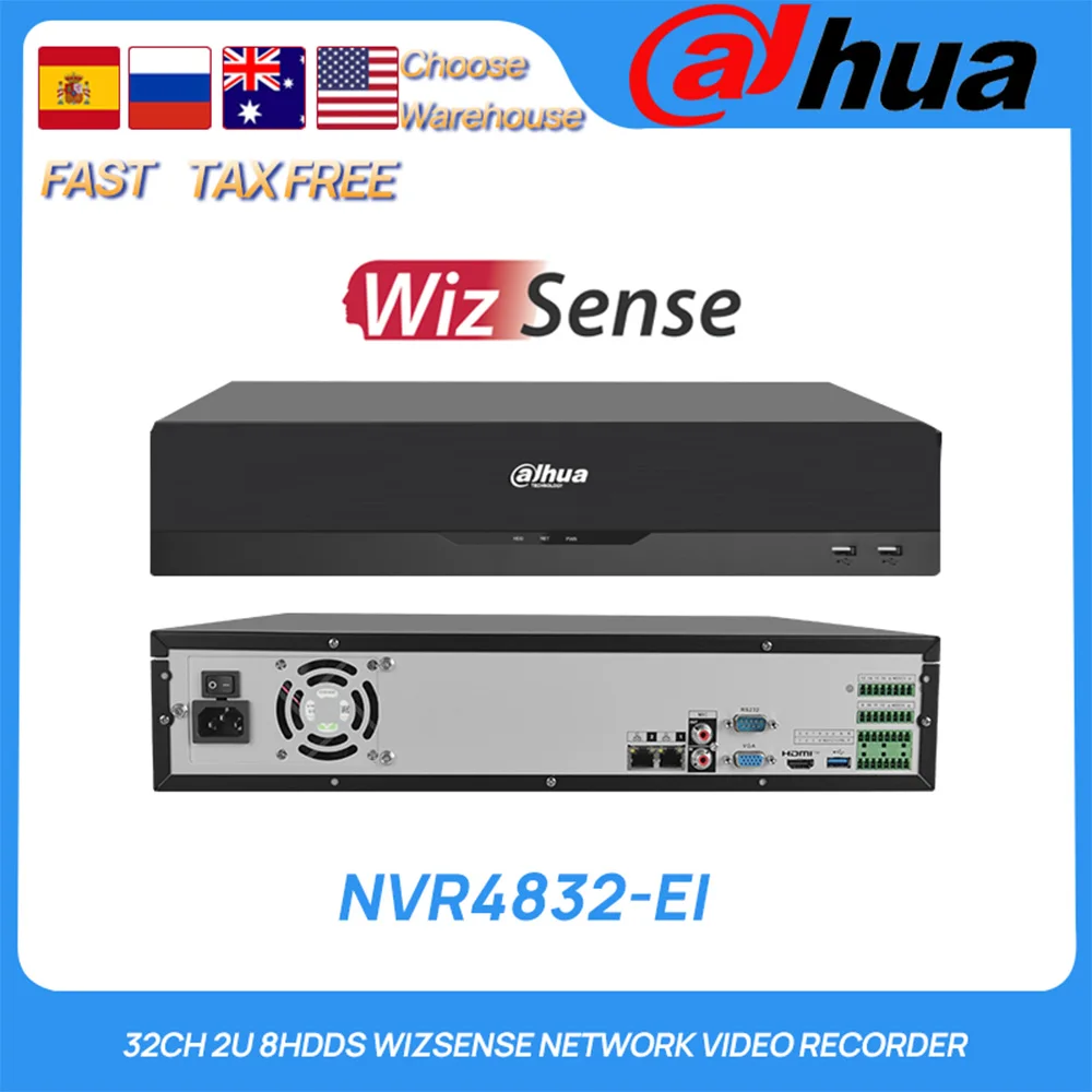 

Dahua оригинальный NVR4832-EI 32CH 2U 8hdds WizSense AI сетевой видеорегистратор Обнаружение лица IVS SMDPlus для камеры безопасности без POE