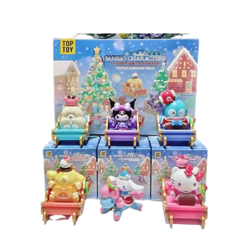 

Toy Sanrio Authentic New Winter Sleigh Series Trend Blind Box My Melody Sanrio Christmas Yugui Kuromi Hand Made Model Ornaments