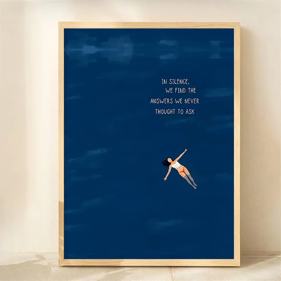 Estilo minimalista retro con diseño de nadadores, arte de pared impreso en lienzo, póster, imagen para sala de estar, dormitorio, decoración del hogar