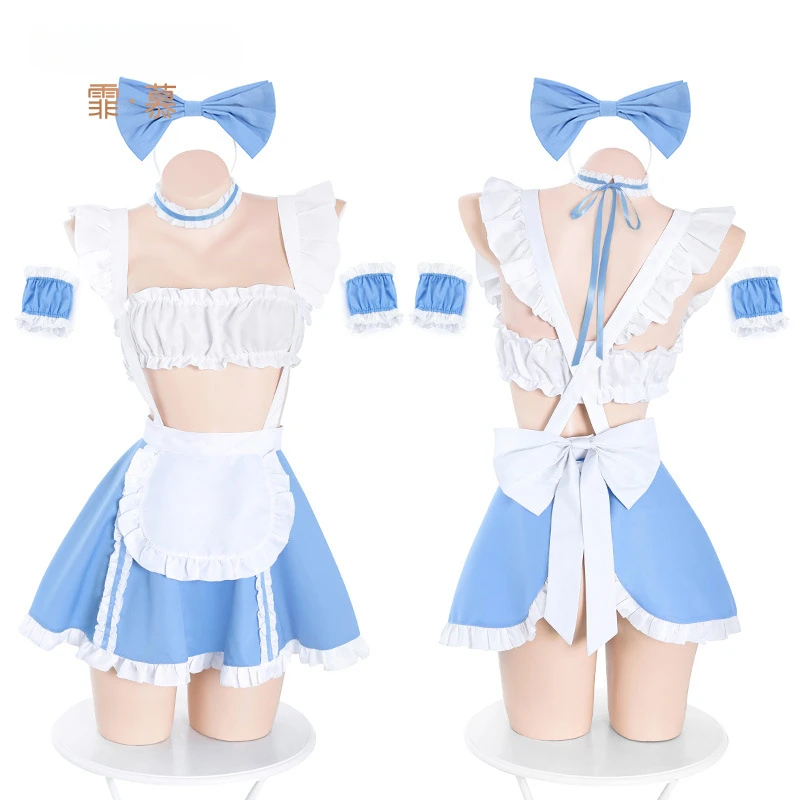 Plus Size Japanese Anime Maid Uniform Women Sexy Cosplay Lingerie Kawaii Mini Skirt Split Costume Roleplay Party Waitress Outfit