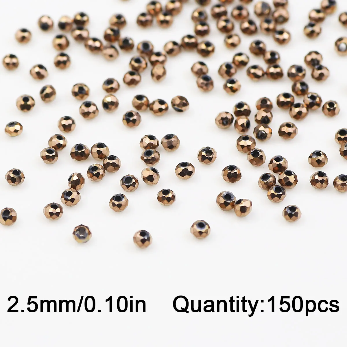 Copper Color Faceted Flat Round Crystal Glass Loose Spacer Beads 150/300/600pcs 2.5mm For Jewelry Making DIY Bracelets Necklaces