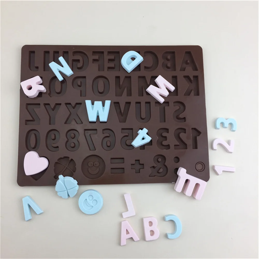 1/2PCS English Letter Silicone Chocolate Mold Alphanumeric Candy Biscuit Jelly Ice Baking Mould Cake Decor Soap Candle Making