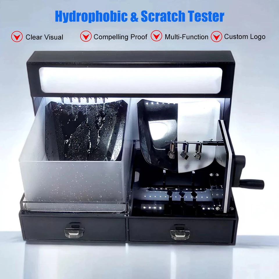 2-in-1 PPF Tester Demo Kit – Hydrophobic Coating Display & Stone Chip Impact Simulation with Hand-Cranked Gravel Teinsting AFD-1
