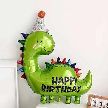 Mode Grün Geburtstag Dinosaurier Aluminium Film Ballon Set Für Kinder Party Dekoration Dinosaurier Stil Ballon