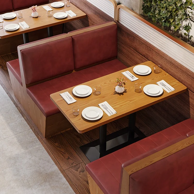 Set di mobili da ristorante Set di divani per sedie da pranzo e cabina in legno e pelle da caffè