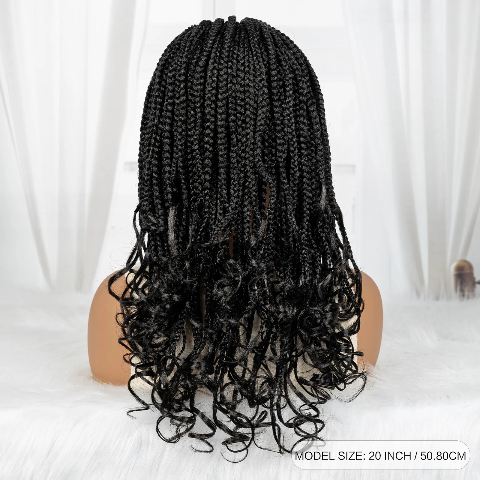 9X6 Lace Front Braided Wigs with Curly Ends Knotless Braided Lace Wigs with Baby Hair Blended Box Braids Wig for Black Women