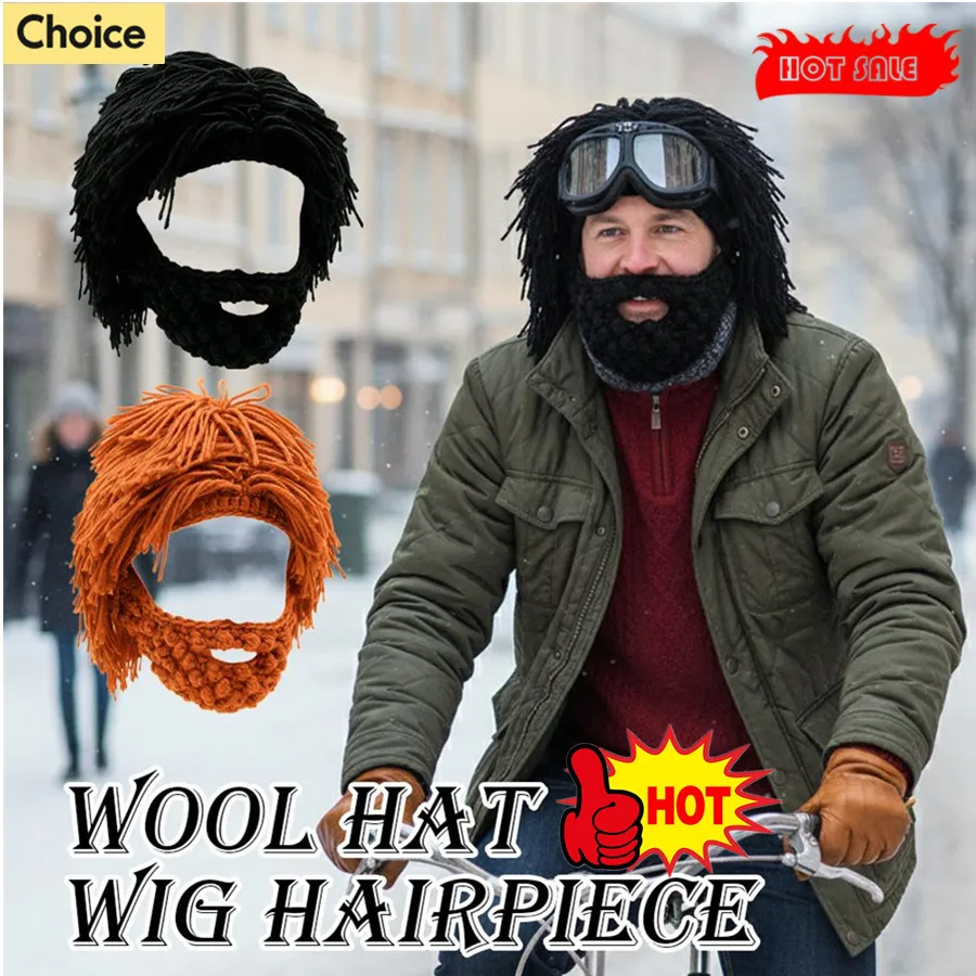 1 pcs Punk-style Knitted Cap Funny Wig Beard Knitted Hats Hobo Mad Scientist Hip Hop Handmade Knit Warm Winter Cap Beanies Hat