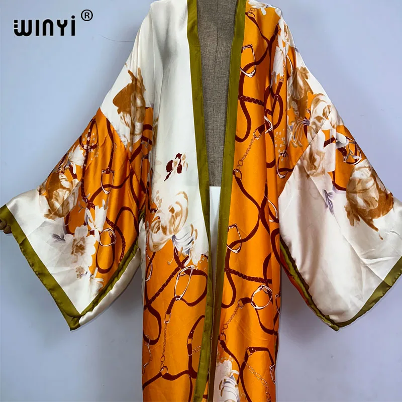 WINYI kimono Africa summer bohemian print beachwear Cardigan sexy Holiday loose swimsuit evening dress vestidos playa cover-ups