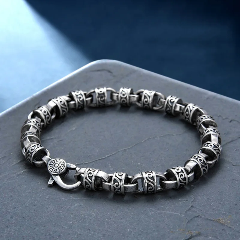 

S925 Silver Bracelet Seiko Eternal Vine European and American Men's and Women's Fashion Retro Hip Hop Design Luxurious Jewelry