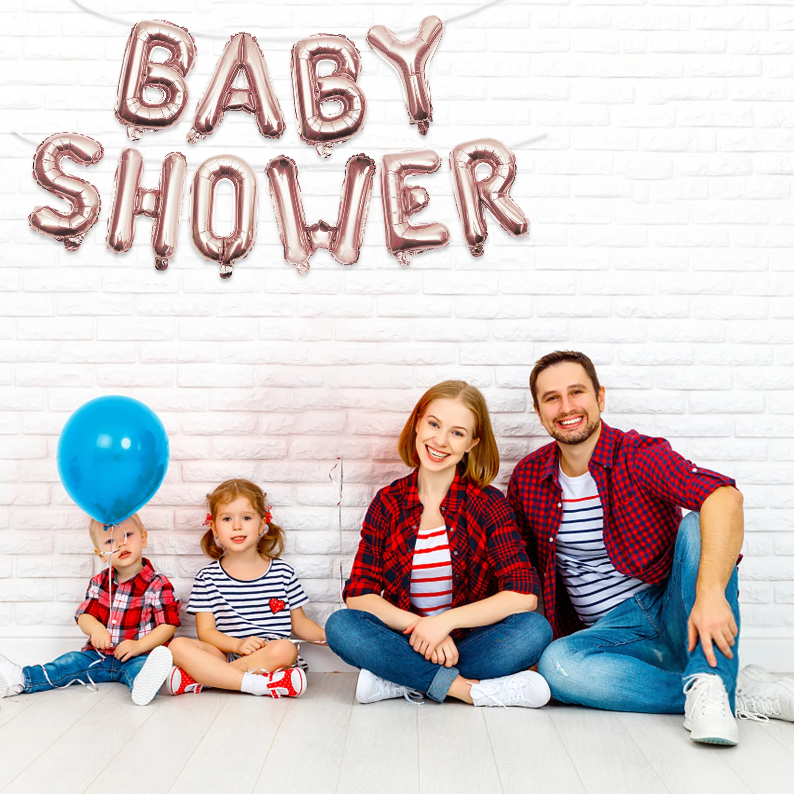 

2 Sets Christening Balloons Shower Decoration Decorations Backdrop Garland Baptism Blue