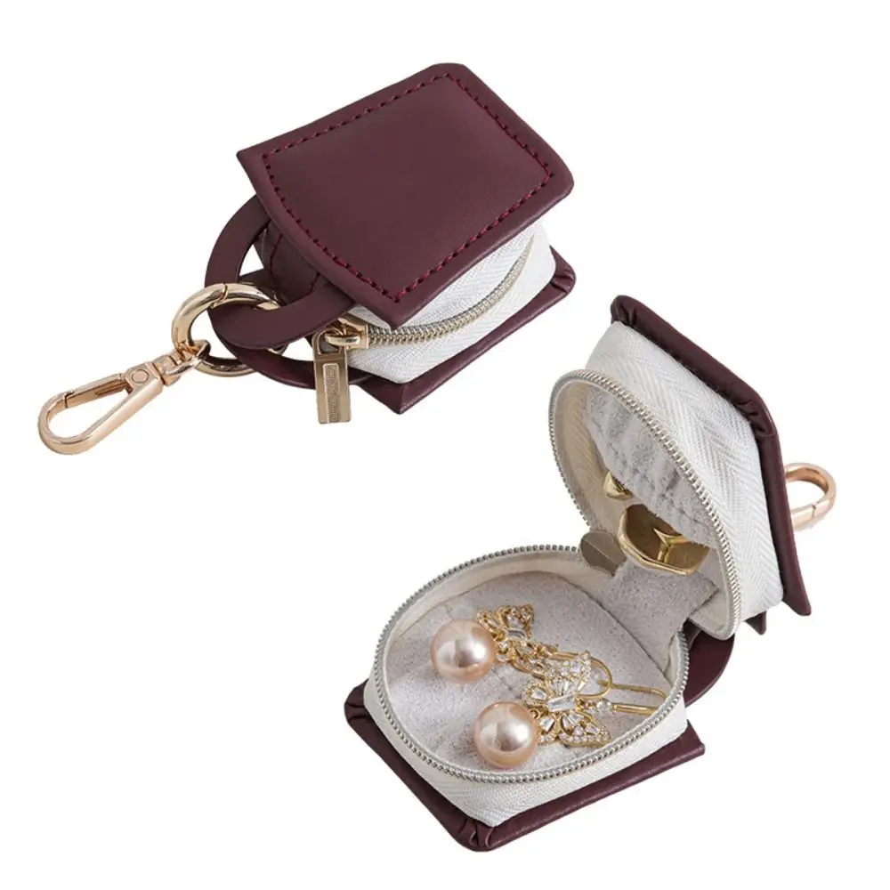 

Mini Jewelry Bag Keychain Pendant Holder Necklace Bracelet Earrings Ring Packing Box Organizer PU Leather Jewelry Storage Case