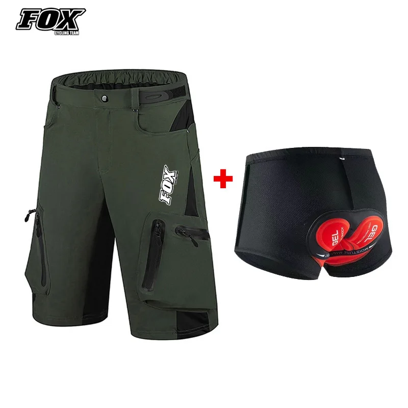 Fox Cycling Team Summer 2024 Men's Quick Drying Waterproof Cargo Pants Breathable and Wearable Outdoor Cycling Baggy Shorts