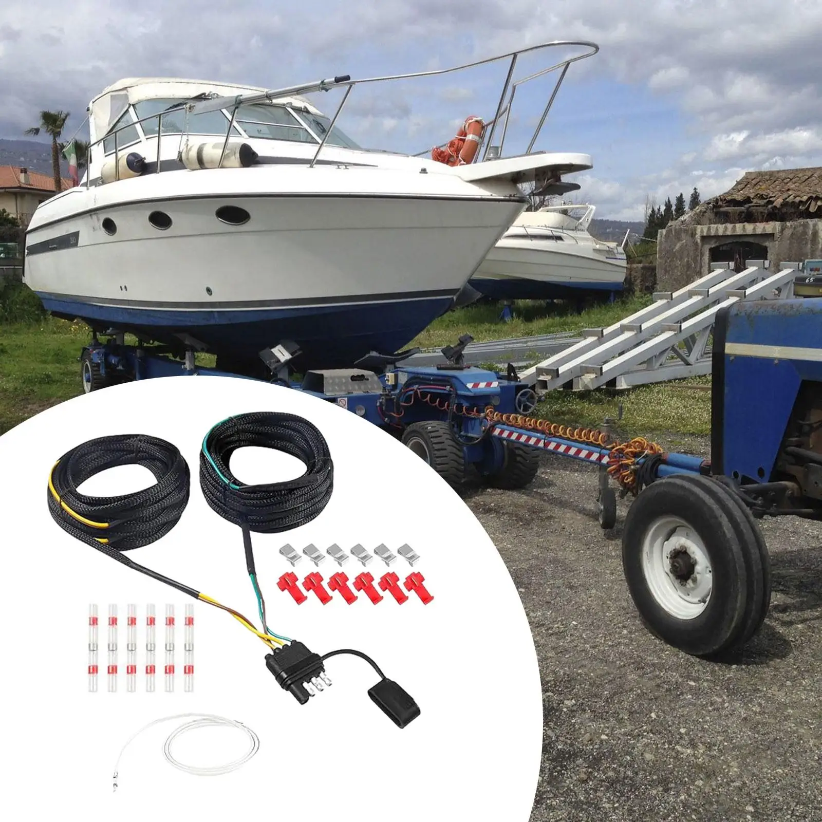 

4 Pin 5 Wire Trailer Wiring Harness, Direct Replaces Professional Practical Trailer Frame Wire Clips, Tail Brake Connector Plug