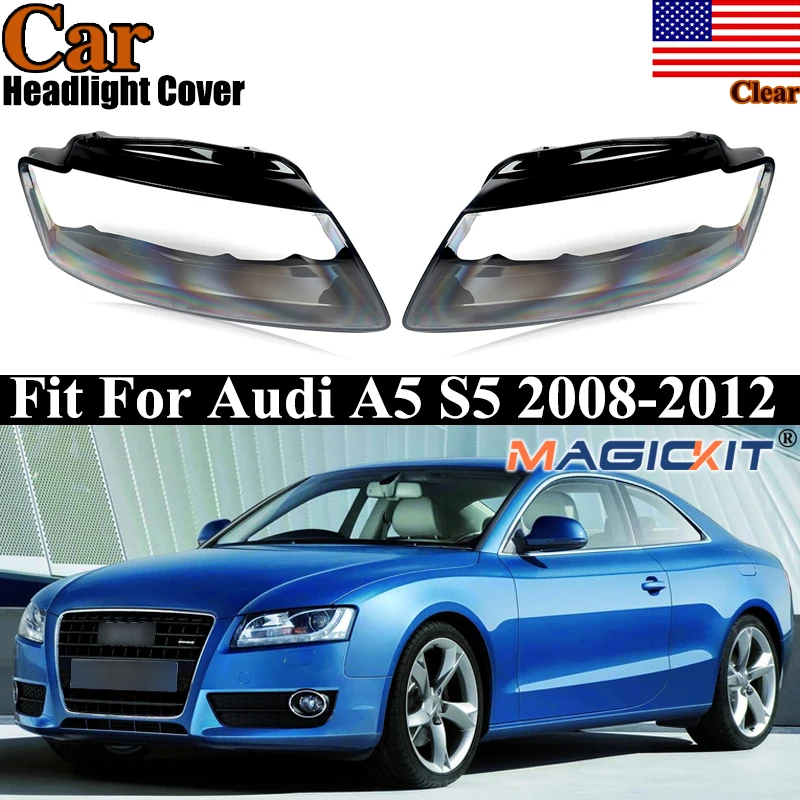 

Front Headlights Cover For Audi A5 S5 Quattro S Line 2008 2009 2010 2011 2012 Left Right Side Headlight Cover Lens Clear Shade