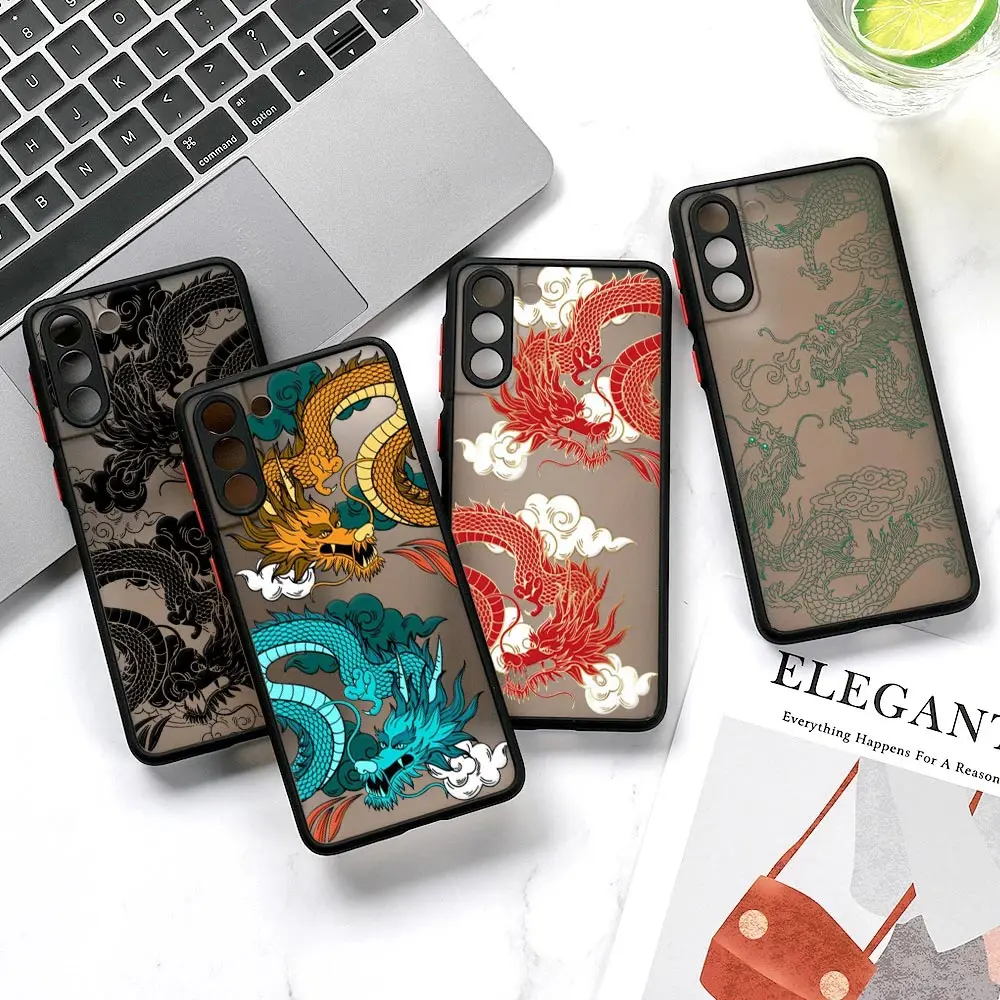 Dragon Pattern Clouds S23 5G Case For Samsung S20 S21 FE S22 S23 Ultra Case Funda Galaxy S21 S10 S9 Plus Matte Back Covers Tiger