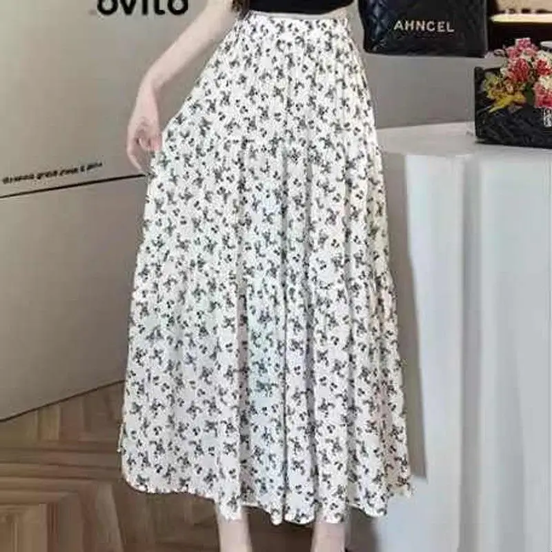 Floral Aline Skirt Women's Midlength Skirts Spring Summer Autumn Floral Print Half-length Skirts for Women