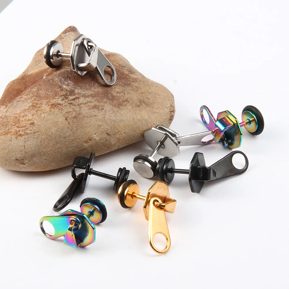 

4Pcs Titanium Steel Dumbbell Eardrops Chic Lightweight Women Jewelry Original Fashion Statement Punk Gift for Friend