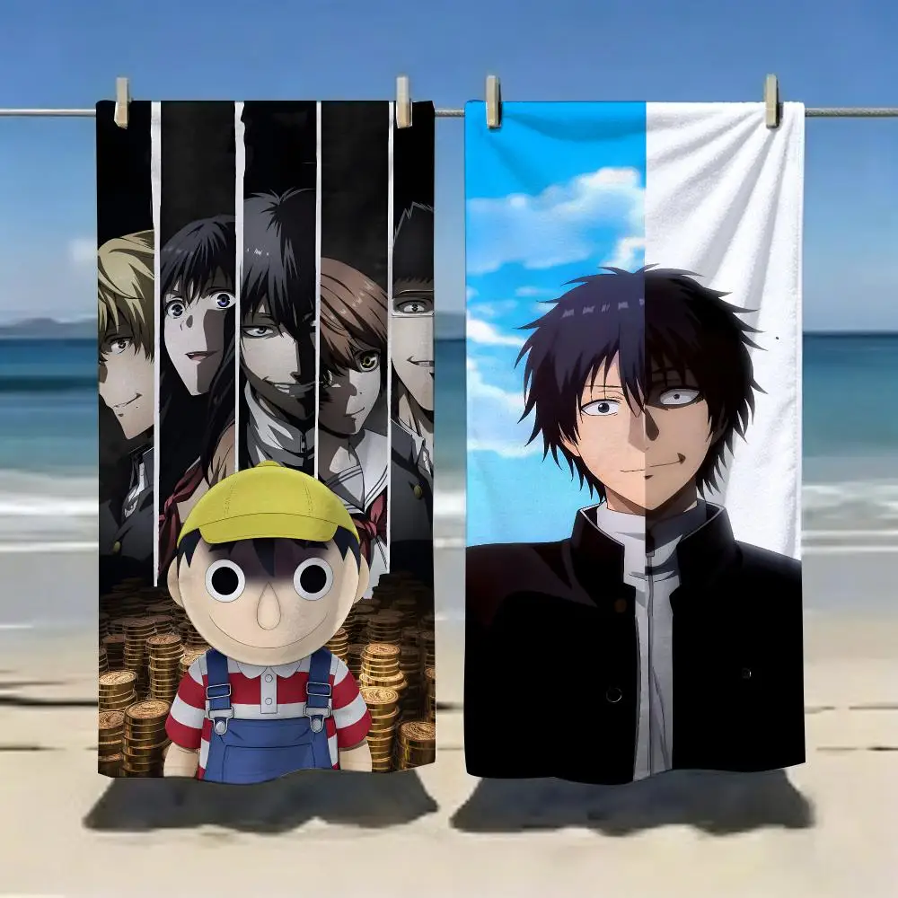 Thriller Anime T-TomodachiGame Towel Microfiber soft Beach Towel for Travel Fitness Sauna Bathing Camping