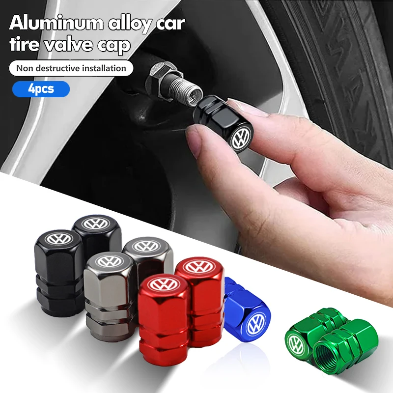 4Pcs Car Wheel Valve Air Core Cap Auto Tire Accessories For VW Golf Tiguan Jetta Transporter Passat GTD GTI Polo Touran Scirocco