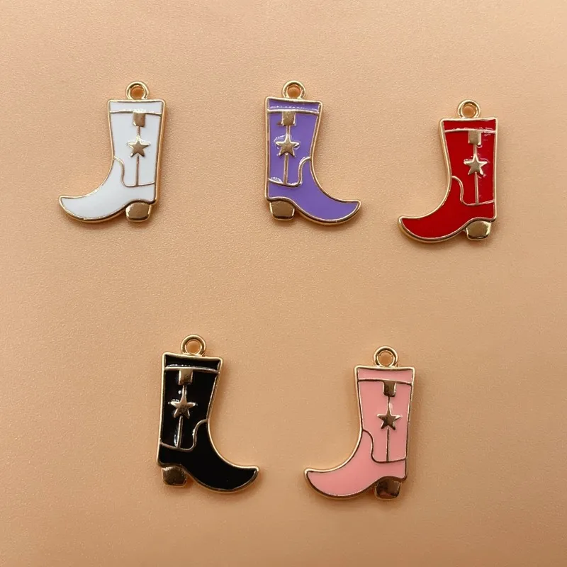 10pcs alloy double-sided oil dripping charm denim boot jewelry necklace keychain mobile phone DIY process accessory materials