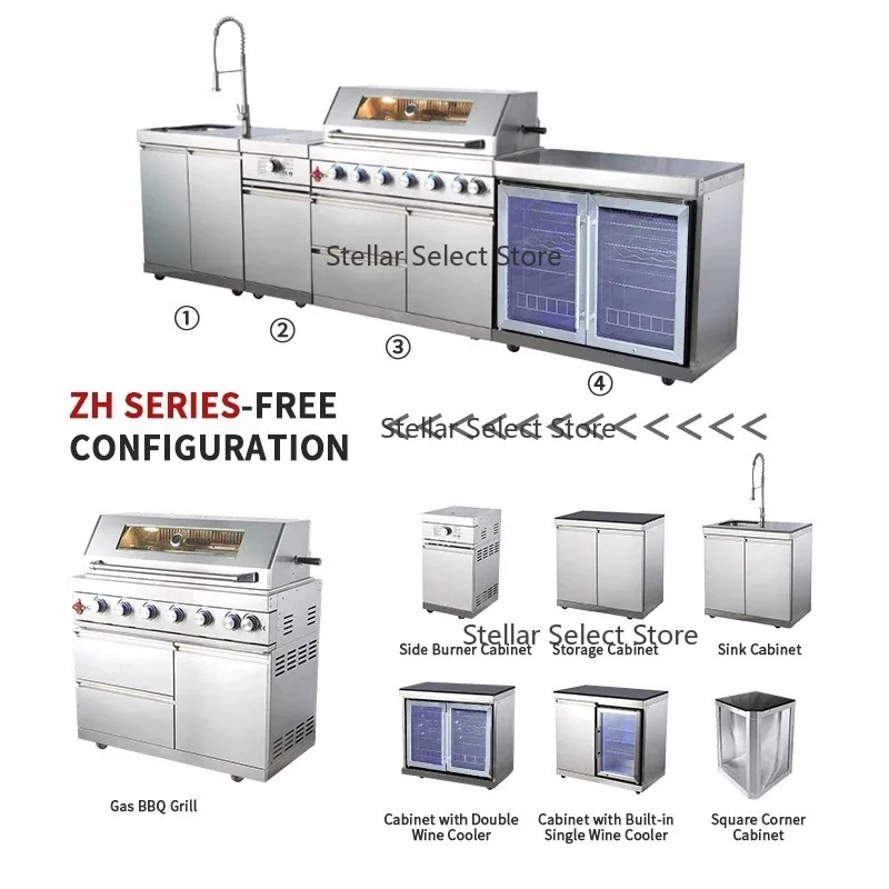 Outdoor Kitchen Sink Cabinet Kit withBBQ Grill Island Premium Style Manufactured Professional Cabinets Company