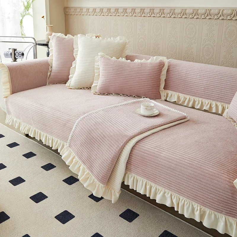 

Осенне-зимняя однотонная сверхмягкая плюшевая юбка с листьями лотоса, диванная подушка в Корейском стиле, маленькая Нескользящая