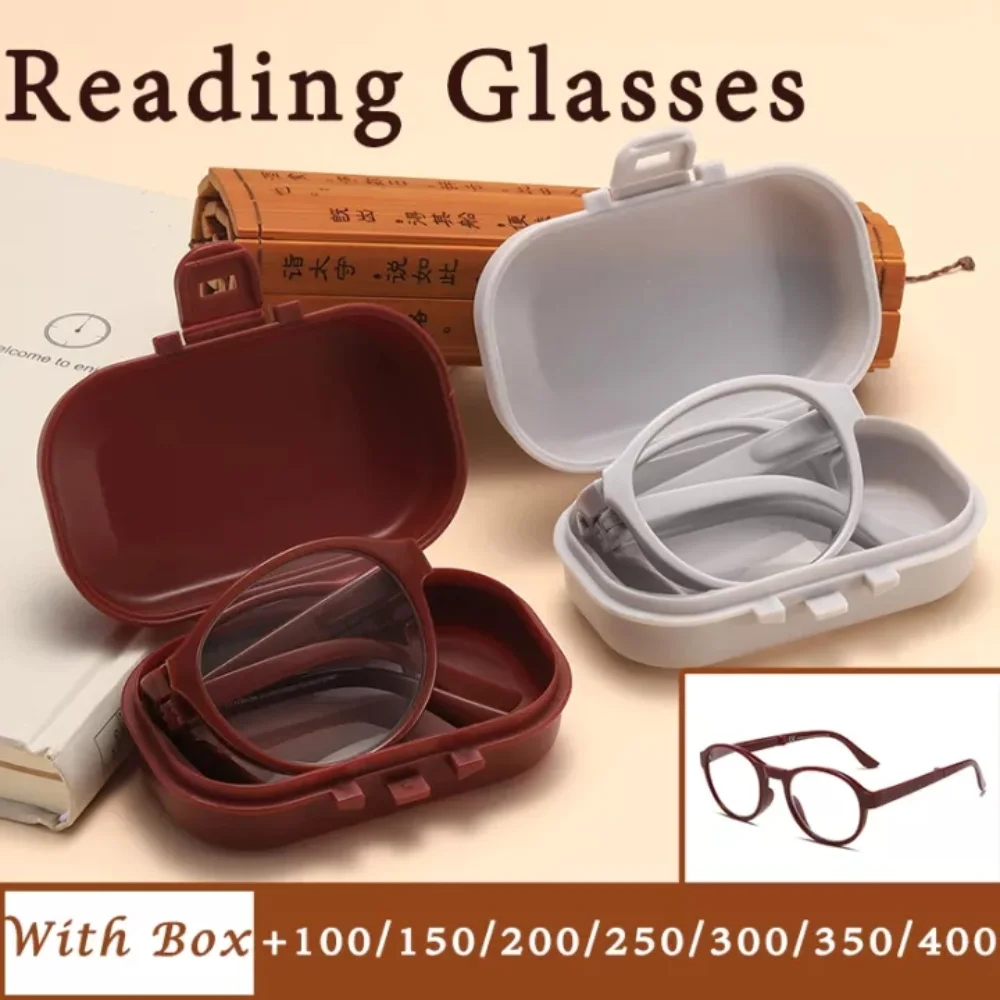 

FG (with box) Foldable anti blue light presbyopia glasses for women portable magnifier reading +1.0~+4.0