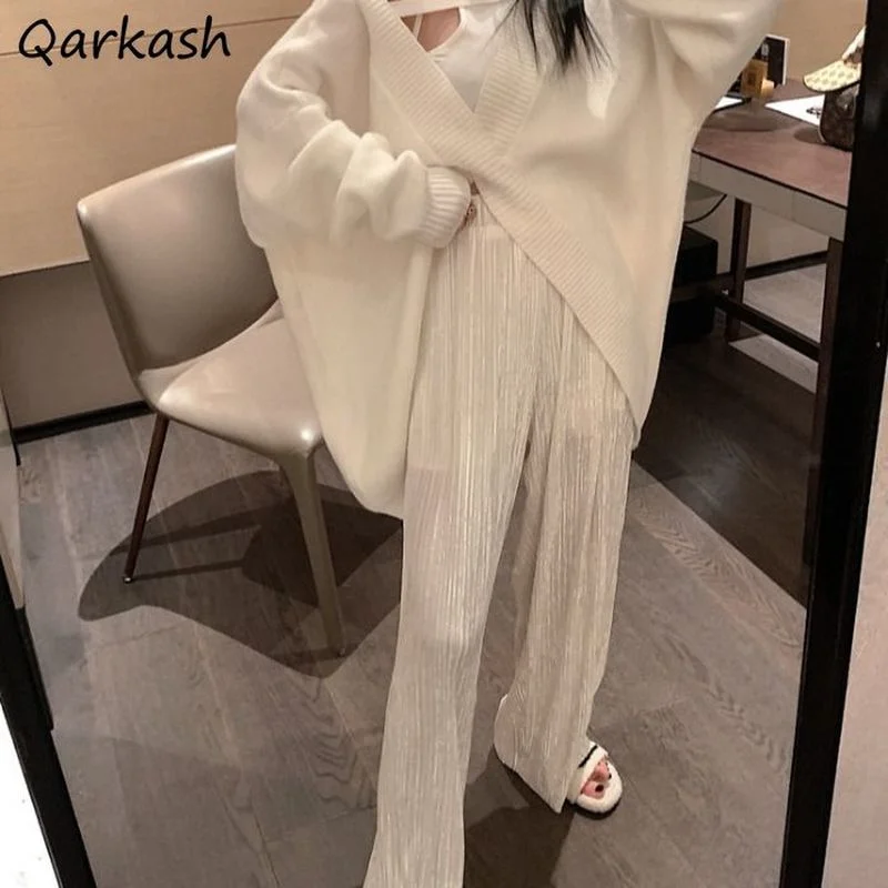 

Pants Women Full Length White All-match Baggy Female Leisure Fashion Korean Style Simple Daily Comfortable Trousers Stylish Ins