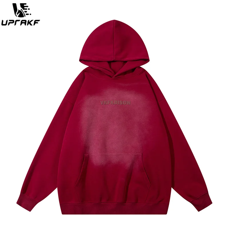 UPRAKF Hoodie Streetwear Pullover Long Sleeve Autumn Hip Hop Fashion Casual High Quality Simple Design Front Pocket