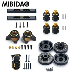 MIBIDAO Black Coating Brass Counterweight Knuckle Cup Diff Cover Wheel Hex Extended Adapter for Axial SCX24 1/24 RC Crawler Car