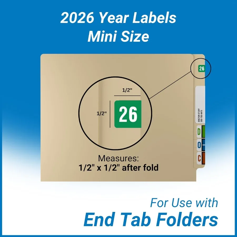 ملصقات سنة صغيرة لعام 2026 باللون الأخضر متوافقة مع سلسلة Smead ETS Doctor Stuff 2026 ملصقات مخططة ملصقات سنة مصنوعة من الولايات المتحدة الأمريكية لنهاية Ta