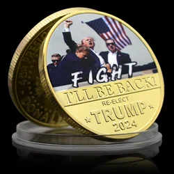 Pièce d'or Donald Trump, 13 juillet 2024, Assassination Tentend, Président américain, FIGHT Metal Crtdouzaine Medal, GérSouvenir