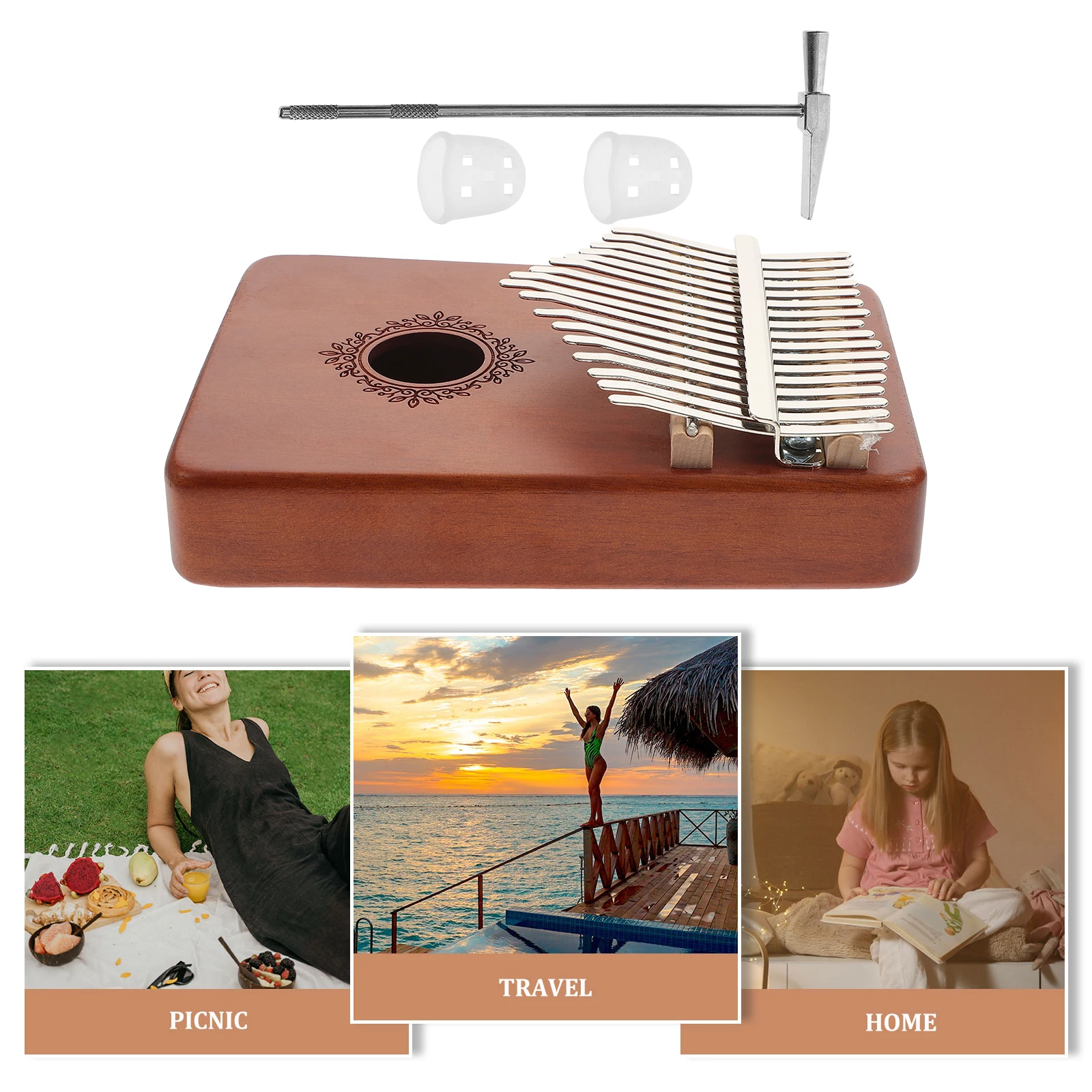 

Thumb Piano Finger for Beginner Wooden Relaxation Instrument Adults Stainless Steel Toy