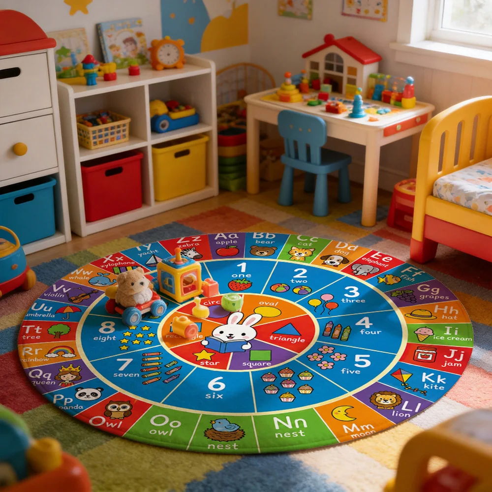 Educational Alphabet Number Circle Play Mat for Toddlers Preschool Learning Toys ABC 123 Fun Activity Rug