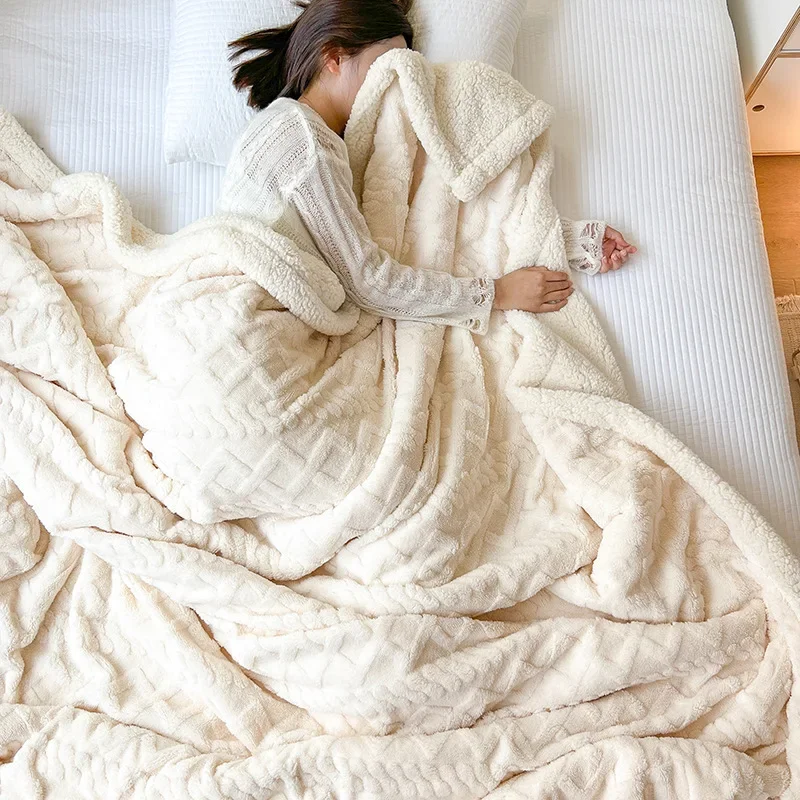 Customizable Autumn and Winter Thickened Double Sided Jacquard Blanket Soft Shawl Blanket