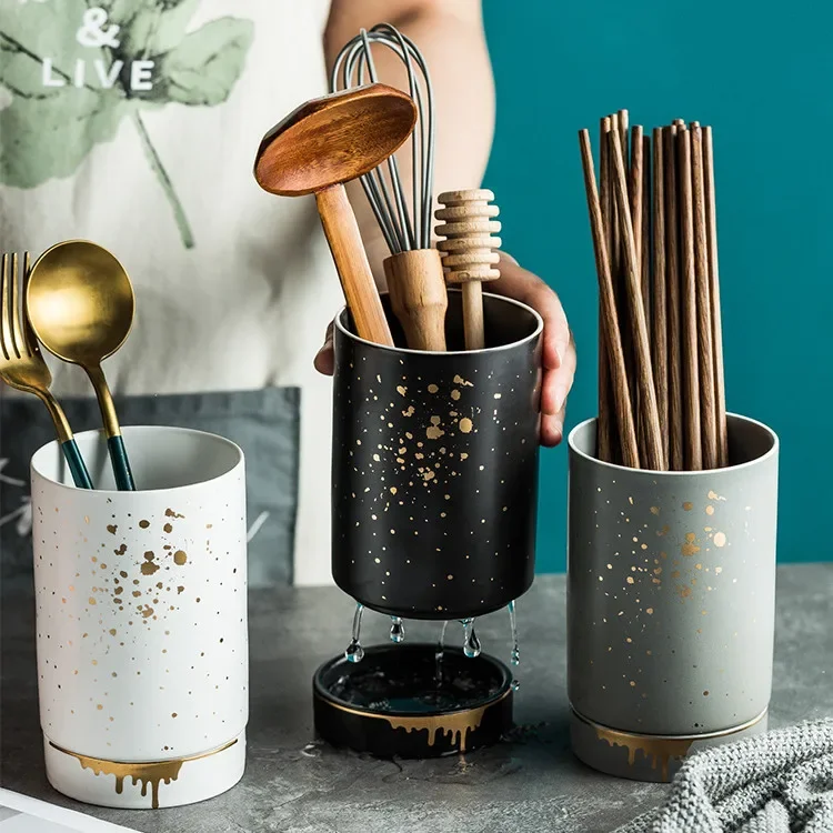 

Ceramic Chopstick Rack Kitchen Supplies Chopstick Holder Drain Cage Tableware Storage Tank Decor Organize Box Storage Bottle